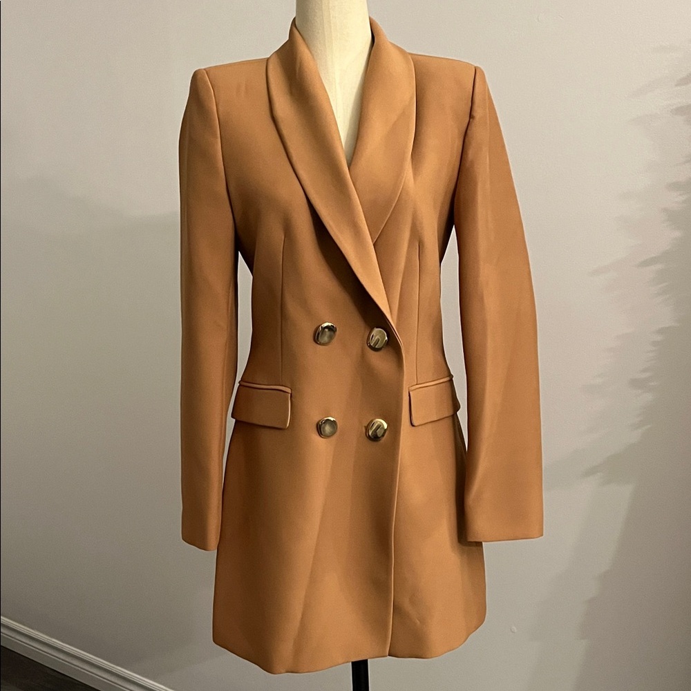 Zara Camel Double-Breasted Blazer